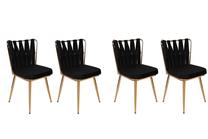Kėdžių rinkinys Kalune Design Kuþaklý 211 974NMB1604, blizgi, aukso sp./juoda sp., 43 cm x 43 cm x 82 cm, 4 vnt.