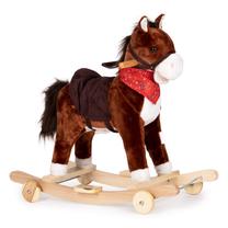 Supamas arkliukas EcoToys Horse XL-106W, mediena, pliušas, ruda sp.