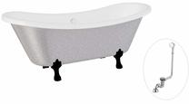 Vonia, laisvai pastatoma Besco Amelia Glam, 190 cm x 77 cm x 69 cm, ovalas, sidabro sp./juoda sp.