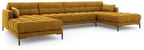 Sofa Micadoni Home Mamaia Velvet Panoramic, geltona sp., 383 x 185 cm x 75 cm