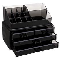 Kosmētikas uzglabāšanas kaste Songmics Storage Box, 13.5 cm x 24 cm, melna krās.