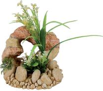 Akvārija dekorācija Zolux Rock With Plant, brūna krās./zaļa krās., 13 cm