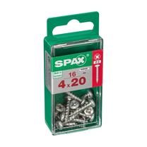 Koka skrūve, universāls Spax, 4 x 20 mm, balta krās., 16 gab.