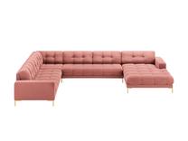 Kampinė sofa Micadoni Mamaia Velvet, rožinė sp., kairinė, 327 x 256 cm x 75 cm