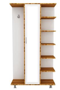 Prieškambario spinta Kalune Design Ceviz L1306, ruda sp./balta sp., 35 cm x 100 cm x 180 cm