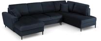 Kampinė sofa Micadoni Home Moghan Velvet Panoramic, tamsiai mėlyna sp., dešininė, 313 x 194 cm x 88 cm