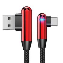 Evelatus TPC05 L-Shape Nylon Apvainiotas Cinko Lydinio USB į USB-C Duomenų ir PD 20W Įkroviklio Kabelis 1m Raudona