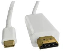 Vads Qoltec USB-C - HDMI USB 3.1 C male, HDMI A male, 1 m, balta krās.