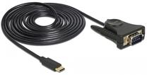 Adapteris Delock USB Type C - RA-232 DB9 62964 RS-232 DB9, USB Type-C male, 1.8 m, melna krās.