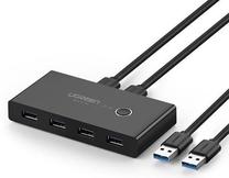 USB-разветвитель Ugreen 2 In 4 Out USB 3.0 Sharing Switch Box, черный цв.