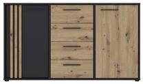 Komoda Forte Cardigan, ąžuolo sp./juoda sp., 82.3 cm x 142.6 cm x 34.3 cm