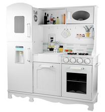 Rotaļu virtuve Lean Toys Wooden Kitchen Nela, balta krās.