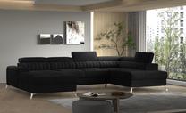 Kampinė sofa Lacante Loco 10, juoda sp., dešininė, 202 x 354 cm x 92 cm