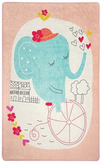 Kilimas Conceptum Hypnose Elephants Bike 876CHL1088, rožinė sp., 140 cm x 190 cm