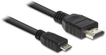 Laidas Delock Micro USB B male, HDMI-A 19 pin male, 1 m, juoda sp.