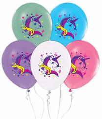 Balionų rinkinys ovalūs GoDan Unicorn, įvairių spalvų, 5 vnt.