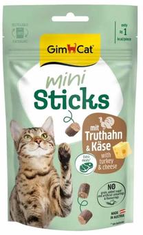 Skanėstas katėms Gimcat Mini Sticks With Turkey & Cheese, kalakutiena, 0.050 kg