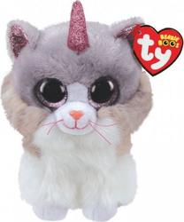 Pliušinis žaislas Meteor Ty Beanie Boos - Cat Asher, balta sp./pilka sp., 15 cm