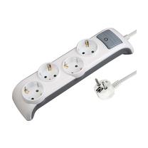 Удлинитель Electraline, 3 x 1 mm², 2 м, 4 розетки, с выключателем, белый цв.