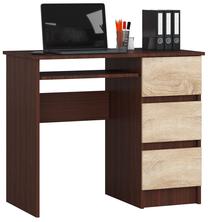 Rašomasis stalas su stalčiais Akord A6 Right, 90 cm x 50 cm, 77 cm, ąžuolo sp./tamsiai ruda sp.