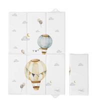 Pārtinamais matracis Ceba Baby Balloons, 60 cm x 40 cm, brūna krās./balta krās./gaiši zila krās.