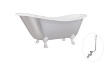 Vonia, laisvai pastatoma Besco Otylia Glam, 170 cm x 77 cm x 68.5 cm, ovalas, balta sp./sidabro sp.