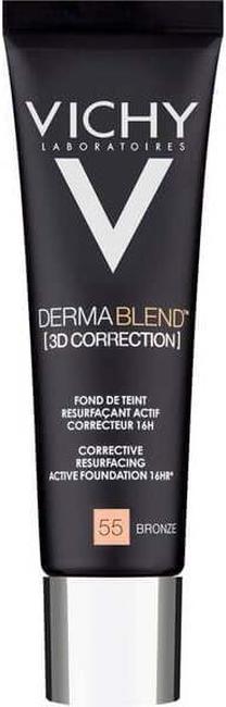 Skystas makiažo pagrindas Vichy Dermablend 3D Correction, SPF 25, 55 bronze, 30 ml