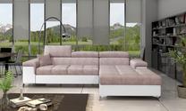 Kampinė sofa Ricardo Omega 91, Soft 17, balta sp./rožinė sp., dešininė, 205 x 280 cm x 90 cm