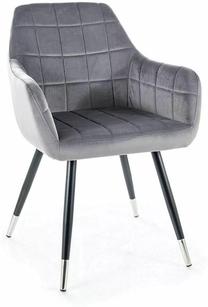 Valgomojo kėdė Nuxe Velvet, matinė, chromo sp./juoda sp./pilka sp., 60 cm x 56 cm x 83 cm