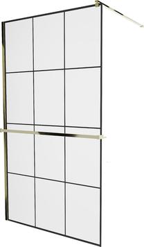 Dušas siena Mexen Kioto+ Walk-In, 110 cm x 200 cm, zelta krās./melna krās./rūdītais