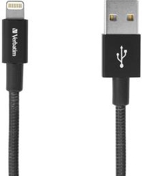 Laidas Verbatim Stainless Steel USB To Apple Lightning Cable, USB/Apple Lightning, 100 cm, juoda sp.