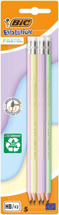 Pieštukas Bic Pastel 518986, HB, pilka sp., 5 vnt.