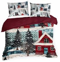 Kalėdinis patalynės užvalkalų komplektas Niko PTT-018, baltas/raudonas/žalias, 160 x 200 cm