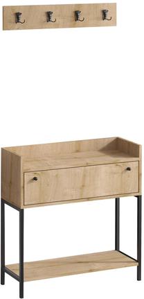 Prieškambario baldų komplektas Kalune Design Nataly, vidaus, juoda sp./riešuto sp.