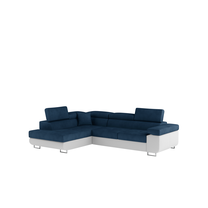 Kampinė sofa Anton Kronos 09, Soft 17, balta sp./tamsiai mėlyna sp., kairinė, 202 x 275 cm x 90 cm