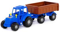 Žaislinis traktorius Wader-Polesie Tractor With Trailer, mėlyna sp./ruda sp.