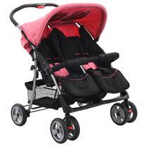 Sportinis vežimėlis VLX Baby Twin Stroller, juoda sp./rožinė sp.