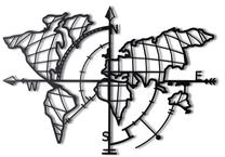 Seinadekoor Wallity World Map Compass, 95 cm x 65 cm