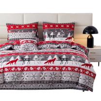 Kalėdinis patalynės užvalkalų komplektas PGJ-30, baltas/raudonas/pilkas, 160 x 200 cm