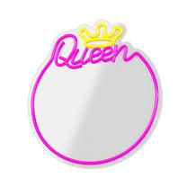 Veidrodis Forever Light Queen Neon LED FMNE04, su apšvietimu, kabinamas, 36 cm x 32 cm, geltona sp./rožinė sp.