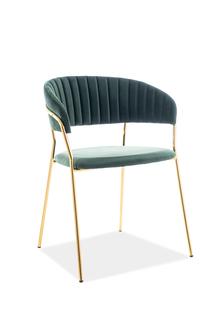 Valgomojo kėdė Lira Velvet, aukso sp./žalia sp., 57 cm x 52 cm x 75 cm