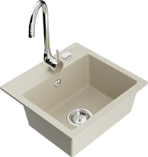Кухонная мойка Mexen Milo 6505-69-670200-00, гранит, 43.5 см x 41 см x 17.1 см, хромовый цв./бежевый цв.
