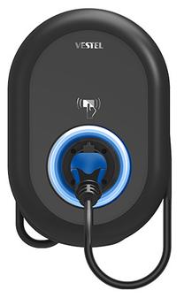 Elektromobiļu uzlādes stacija Vestel eCharger Home Plus 11, type 2, 5 m, 11 kW, melna krās.