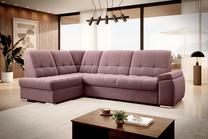 Kampinė sofa Sado Velvetmat 24, rožinė sp., kairinė, 192 x 272 cm x 95 cm
