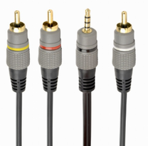 Kabelis Gembird CCAP-4P3R-1.5M 3.5 mm male, RCA male x 3, 1.5 m, juoda sp./pilka sp.