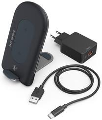 Belaidis įkroviklis Hama QI-FC15S, Qi Wireless/USB-C/USB-A, juoda sp., 15 W