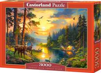 Dėlionė Castorland 3000 el. Sunset Over Forest River C-300686, 68 cm x 92 cm, 3000 vnt., įvairių spalvų