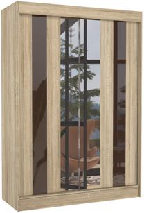 Spinta ADRK Keita, sonoma ąžuolo sp./šokolado sp., 150 cm x 61 cm x 215 cm, su veidrodžiu