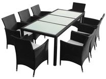 Āra mēbeļu komplekts VLX Outdoor Dining Set, melns krās., 8 sēdvietas