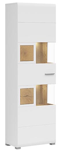 Шкаф-витрина Fun Plus S246-REG1W/20/6-BI/DWO, дубовый цв./белый цв., 65 см x 37 см x 205 см